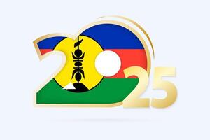 Year 2025 with New Caledonia Flag pattern. vector