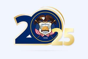 Year 2025 with Utah Flag pattern. vector