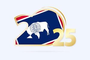 Year 2025 with Wyoming Flag pattern. vector