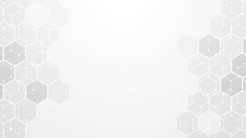 White background hexagon with abstract medical and technology elements for presentation background design. White Geometric Background Abstract. vector
