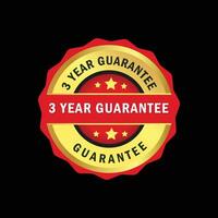 Three year guarantee Victor design . gold and red color vector