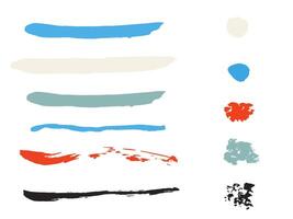 Paint brush strokes set. Each isolated on white background vector
