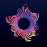 Circular sound audio wave. Abstract image of a sound wave on a dark background vector
