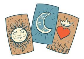 Set of Tarot cards for fortune telling. Gypsy tool for predicting the future. Esoterics, Wicca, witchcraft, magic, divination. illustration in flat style. vector