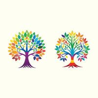 Colorful Trees in Bright Rainbow Various Colors Leaves Set 3 vector
