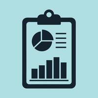 A Clipboard and Pi Bar Chart Graph of Business Sales Report Data Paper Flat Icon 2 vector