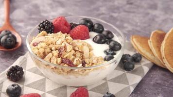 Granola with berries and yogurt video