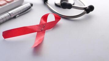 Red ribbon with a stethoscope and calculator video