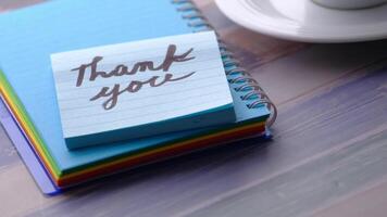 Thank you note on a notebook video