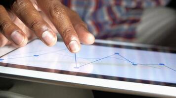 A person is using a tablet with a graph on it video