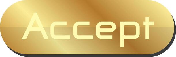 accept in gold color, golden recommendation sign on white background Graphic elements vector