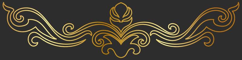 abstract vintage lines Rolled wooden lines for separating messages Baroque pattern decorates golden books vector