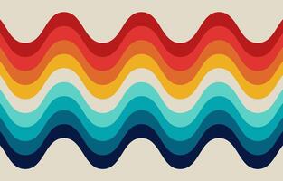 Background with rainbow colors, water waves pattern. Retro 70's style, abstract background stock illustration. vector