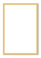 Brown frame, gold border, picture frame, white canvas background vector