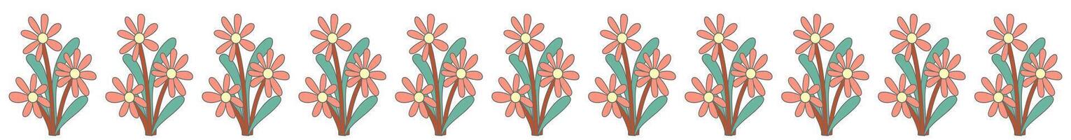 Pastel horizontal floral pattern For borders, frames, cute, colorful colors for decorating paper. vector
