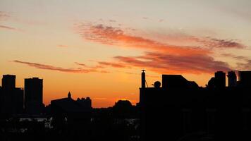 The beautiful city sunset view with the blue time sky in the New York photo