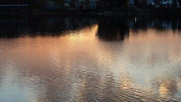 The beautiful sunset view with the colorful sky and river as background in a little USA town photo