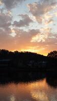 The beautiful sunset view with the colorful sky and river as background in a little USA town photo