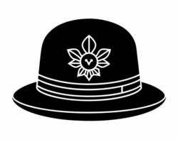a unique black and white hat with a flower on it vector