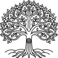 unique style tree with leaves and roots on it vector