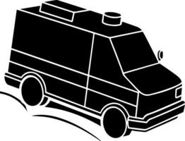an unique ambulance van is shown in black and white vector