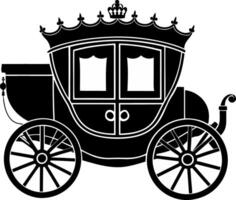 creative black and white illustration of a carriage with a crown on it vector