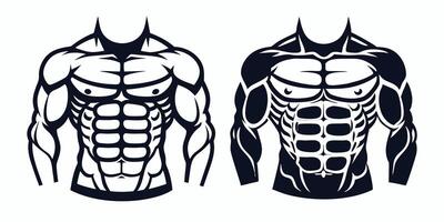 creative two muscular men with different body shapes vector
