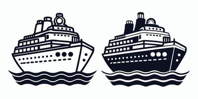 two unique ships in the ocean, one is on the left and the other on the right vector