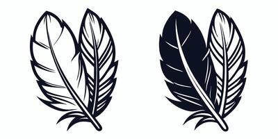 two black and white feathers on a white background vector