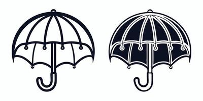 two umbrellas are shown in black and white vector
