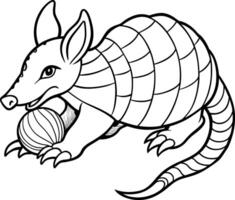 creative an armadillo with a ball coloring page vector