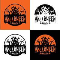Make your Halloween projects stand out with this 'Halloween House' logo Available in multiple color schemes, it's perfect for posters, social media graphics, or merchandise design vector