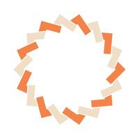 minimalist geometric design featuring a circular frame of alternating orange and beige rectangle. The symmetrical arrangement creates a modern visual, to use for logos, icons, or decorative elements vector