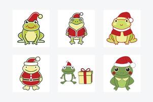 Christmas frog set art design vector