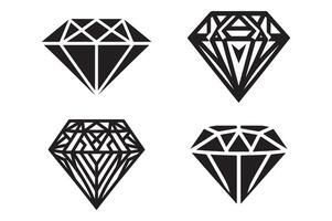 Collection of Diamond and Gem Icons Different Shapes and Flat Designs vector