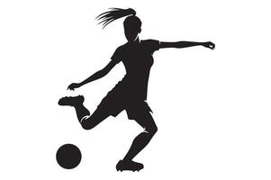 Silhouette of Female Soccer Player in Action vector