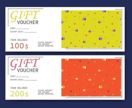 Modern discount coupon layout with simple pattern. Set of simple voucher with flourish pattern vector
