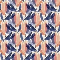Leaves sprigs twigs branch seamless pattern. Botanical background. Autumn leaf ornament. Flat 2d drawing vector