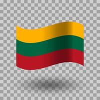 Lithuania flag. Lithuania wavy flag isolated. Flag of Lithuania symbol icon. EPS 10 vector