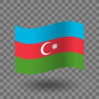 Azerbaijan flag. Azerbaijan wavy flag isolated. National flag of Azerbaijan symbol icon. EPS 10 vector