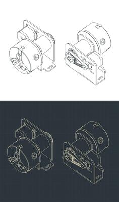 Lathe chuck with motor and belt drive blueprints