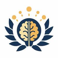 AI Brain Nodes and Laurel Leaves Fusion Logo vector