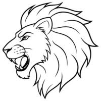 Fierce Lion Face Side View Artwork vector