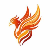 Minimalist Phoenix Bird Outline Front View in Modern Design vector