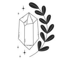 Magic crystal with a twig, occultism, magical sciences vector