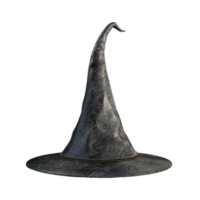 Worn Black Witch Hat with a Pointed Brim png