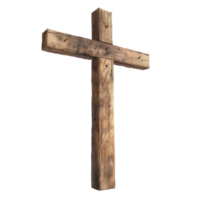 A Rustic Wooden Cross with Visible Grain and Knots png