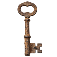 A Rusty Old Key with a Worn-Down Design png