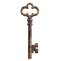 A Rusty Old Key With a Cloverleaf-Shaped Bow png