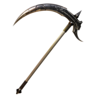 A Curved Metal Weapon With a Sharp Point and a Wooden Handle png